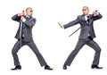 Two men figthing with the sword isolated Royalty Free Stock Photo