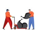 Waste collection and street cleaning, vector flat isolated illustration Royalty Free Stock Photo