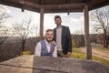 Two men, gay couple portrait outdoors Royalty Free Stock Photo