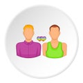 Two men gay icon, cartoon style Royalty Free Stock Photo