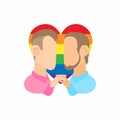 Two men gay icon, cartoon style Royalty Free Stock Photo