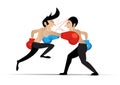 Two men having a fight with boxing gloves, VECTOR, EPS10 Royalty Free Stock Photo