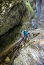 Two men hiker walking in a canyon Royalty Free Stock Photo