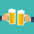 Two men holding beer mugs Royalty Free Stock Photo