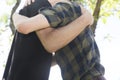Two men hugging each other Royalty Free Stock Photo