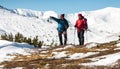 Two men are in the mountains. Royalty Free Stock Photo