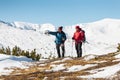 Two men are in the mountains. Royalty Free Stock Photo