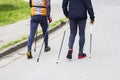 Two men nordic walking Royalty Free Stock Photo