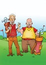 Two men playing golf Royalty Free Stock Photo