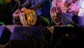 Two men playing traditional Indian tabla drums and sitar