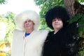 Two men posing in traditional Adyghe clothes in Khadzhokh gorge Royalty Free Stock Photo