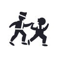 Two Men Practicing Karate icon vector sign and symbol isolated o Royalty Free Stock Photo