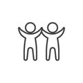 Two men with raised hands line icon Royalty Free Stock Photo