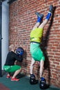 Two men are repforming handstand Royalty Free Stock Photo