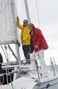 Two Men On Sailboat Royalty Free Stock Photo