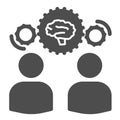 Two men share knowledge solid icon, business concept, Knowledge or ideas sharing between two people sign on white Royalty Free Stock Photo