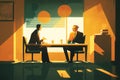 Two Men Are Sitting At A Table Having A Conversation Royalty Free Stock Photo