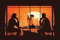 Two Men Are Sitting At A Table Having A Conversation Royalty Free Stock Photo