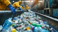 Two Men Sorting Plastic Bottles at Garbage Processing Plant Royalty Free Stock Photo