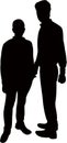 Two men standing silhouette vector Royalty Free Stock Photo