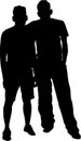 Two men standing together, silhouette vector