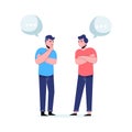 Two men talk, discussion, exchange of ideas with speech bubble Royalty Free Stock Photo