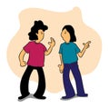 Two men talking and arguing with each other and want to start fighting. Cartoon Illustration Royalty Free Stock Photo