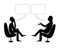 Two Men are talking with bubble. Vector drawing image. Royalty Free Stock Photo