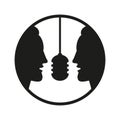 Two men talking into a microphone. Vector illustration