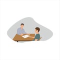 Conversation. Signing a contract. Interview. Vector Royalty Free Stock Photo