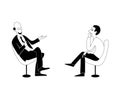 Two men are talking. Vector black outline image. Royalty Free Stock Photo