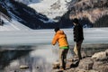 Tourists on Lake Louise, Alberta, Canada Royalty Free Stock Photo