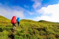 Two mens trekking at Prau Mountain, Dieng, Indonesia