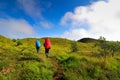 Two mens trekking at Prau Mountain, Dieng, Indonesia