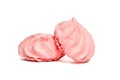 Two Meringue cookies. Meringues kisses in pink color. Airy and practically weightless biscuits Royalty Free Stock Photo