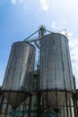 Two metal silo agricultural granary Royalty Free Stock Photo