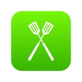 Two metal spatulas icon digital green