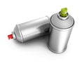 Two metallic blank spray paint graffity cans Royalty Free Stock Photo