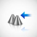 Two metallic, cone-shaped objects with a reflective surface are positioned close Royalty Free Stock Photo