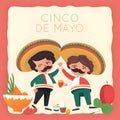 Two mexican men doing high five in happy Cinco De Mayo day