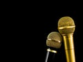 Two microphone on black background. Royalty Free Stock Photo