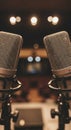 Two microphones on stands in studio Royalty Free Stock Photo