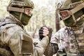 Two military men shaking hands Royalty Free Stock Photo