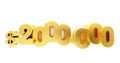 2.000.000$ two million dollars. golden 2000000$ isolated on whaite background,