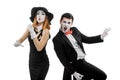 Two mimes as musicians Royalty Free Stock Photo