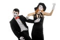 Two mimes on white Royalty Free Stock Photo