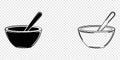 Two minimalist bowls with spoons, representing kitchenware, cooking, and simple dining essentials. Royalty Free Stock Photo