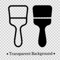 Brush minimalist icon, black and white, outline and silhouette, transparent background PNG Royalty Free Stock Photo