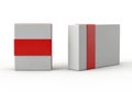 Two minimalist gray boxes with a red band isolated on white background Royalty Free Stock Photo