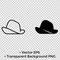 Minimalist icon, classic hat vector, black and white, outline and silhouette versions Royalty Free Stock Photo